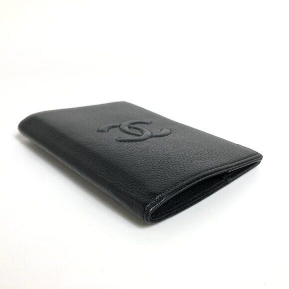 Authentic CHANEL CC Timeless Caviar Passport Holder Agenda Case Black Leather - Picture 3 of 8